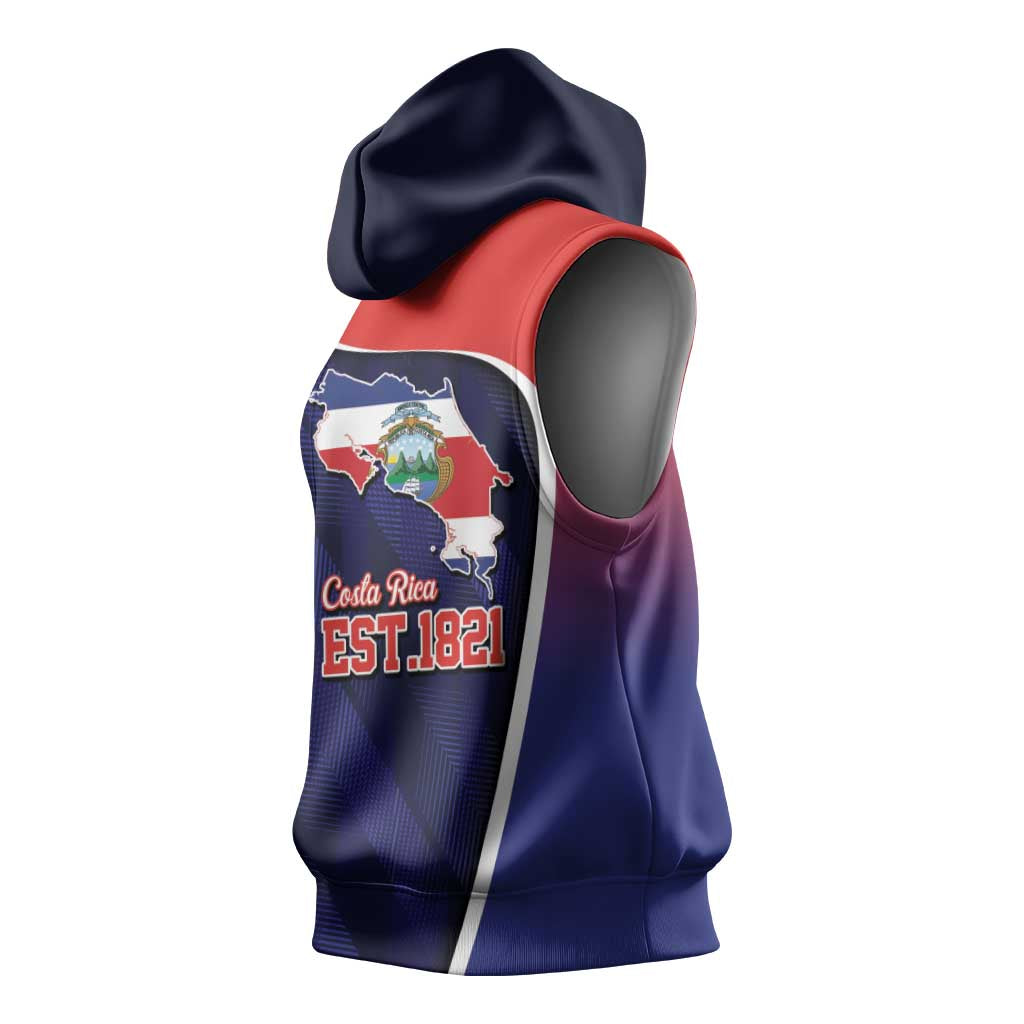 Costa Rica Independence Day Sleeveless Hoodie Since 1821 September 15 - Wonder Print Shop