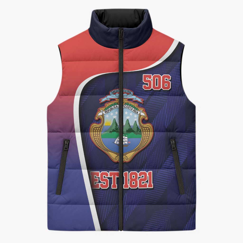 Costa Rica Independence Day Sleeveless Puffer Jacket Since 1821 September 15 - Wonder Print Shop
