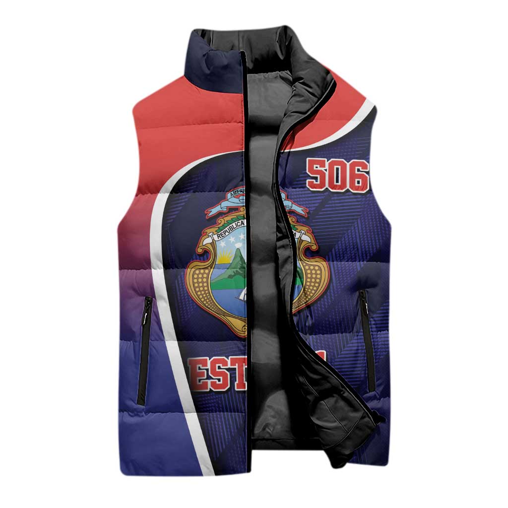 Costa Rica Independence Day Sleeveless Puffer Jacket Since 1821 September 15 - Wonder Print Shop