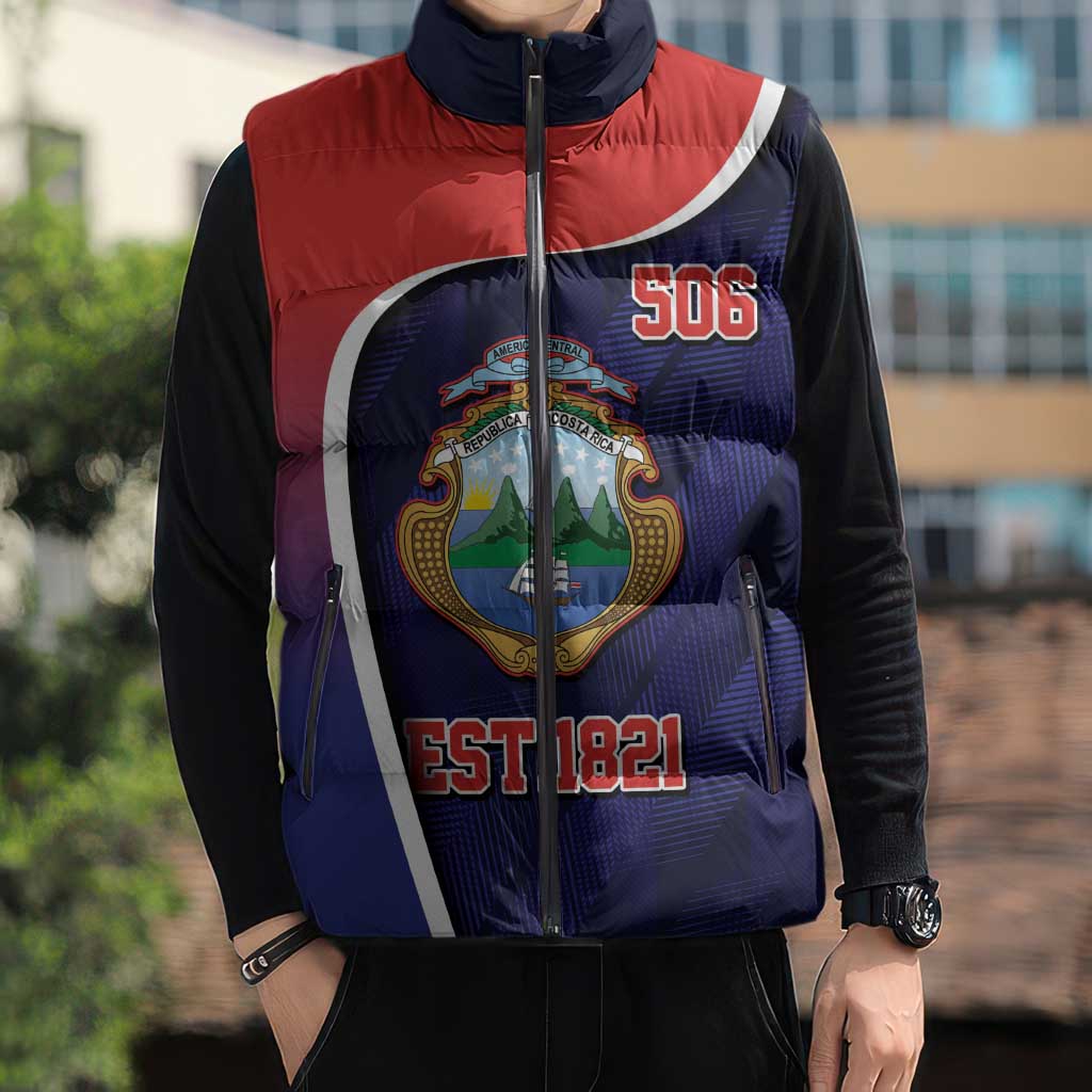 Costa Rica Independence Day Sleeveless Puffer Jacket Since 1821 September 15 - Wonder Print Shop