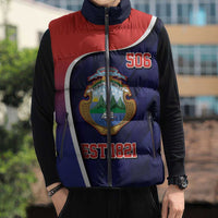 Costa Rica Independence Day Sleeveless Puffer Jacket Since 1821 September 15 - Wonder Print Shop