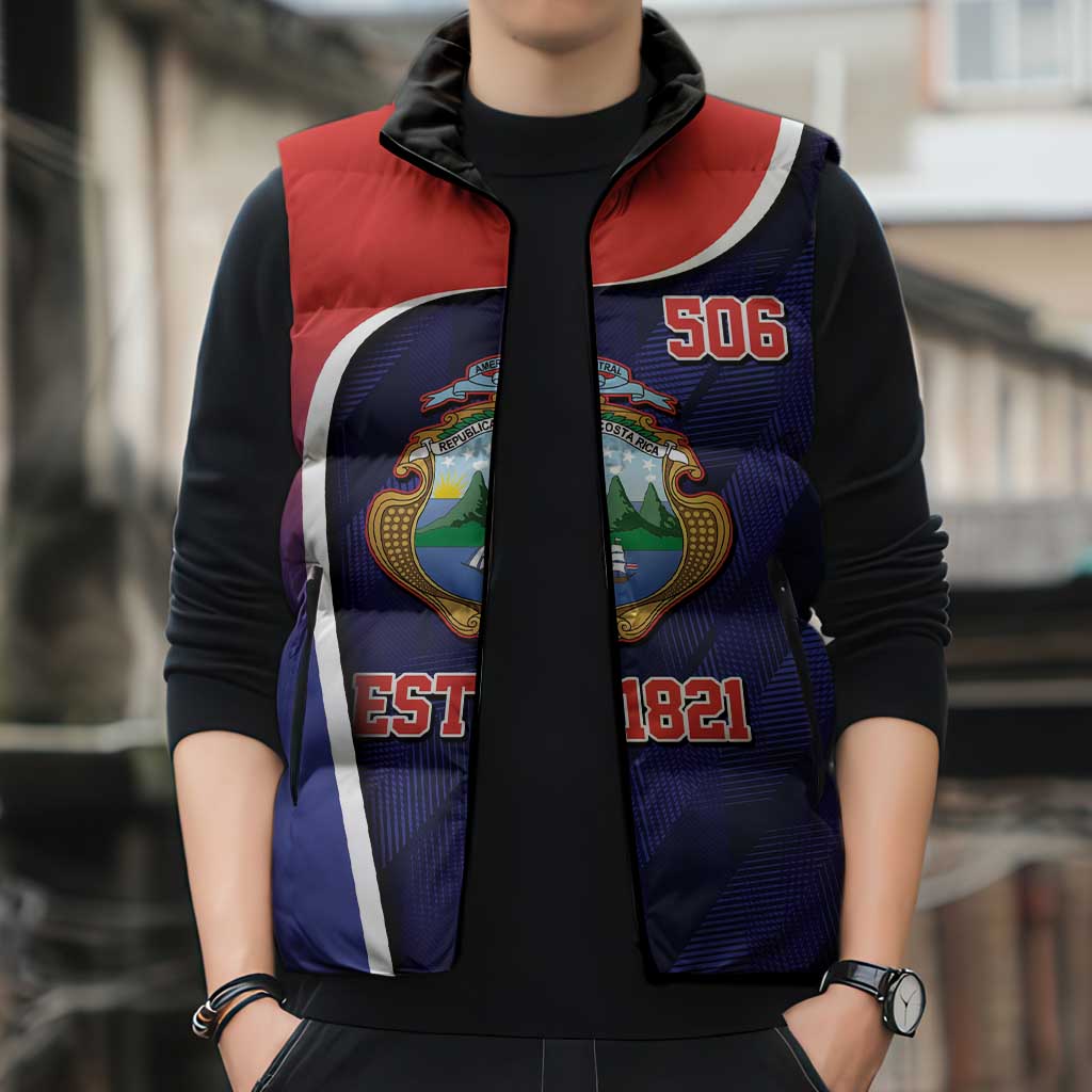 Costa Rica Independence Day Sleeveless Puffer Jacket Since 1821 September 15 - Wonder Print Shop