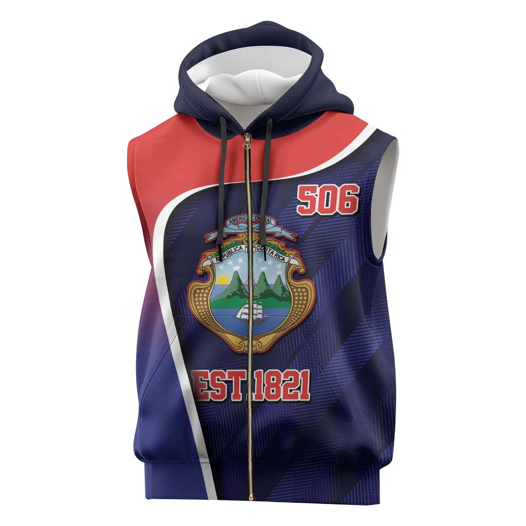 Costa Rica Independence Day Sleeveless Zip Hoodie Since 1821 September 15 - Wonder Print Shop