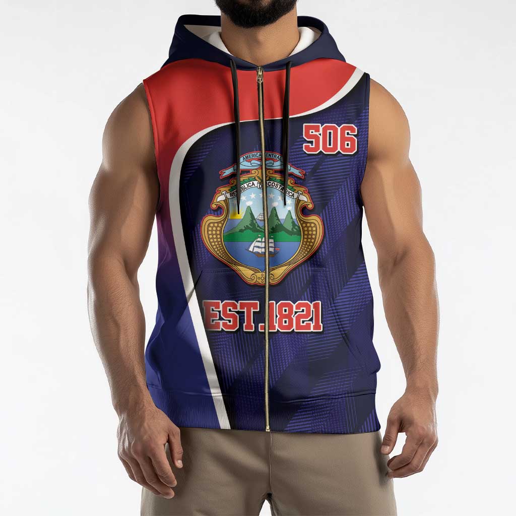 Costa Rica Independence Day Sleeveless Zip Hoodie Since 1821 September 15 - Wonder Print Shop
