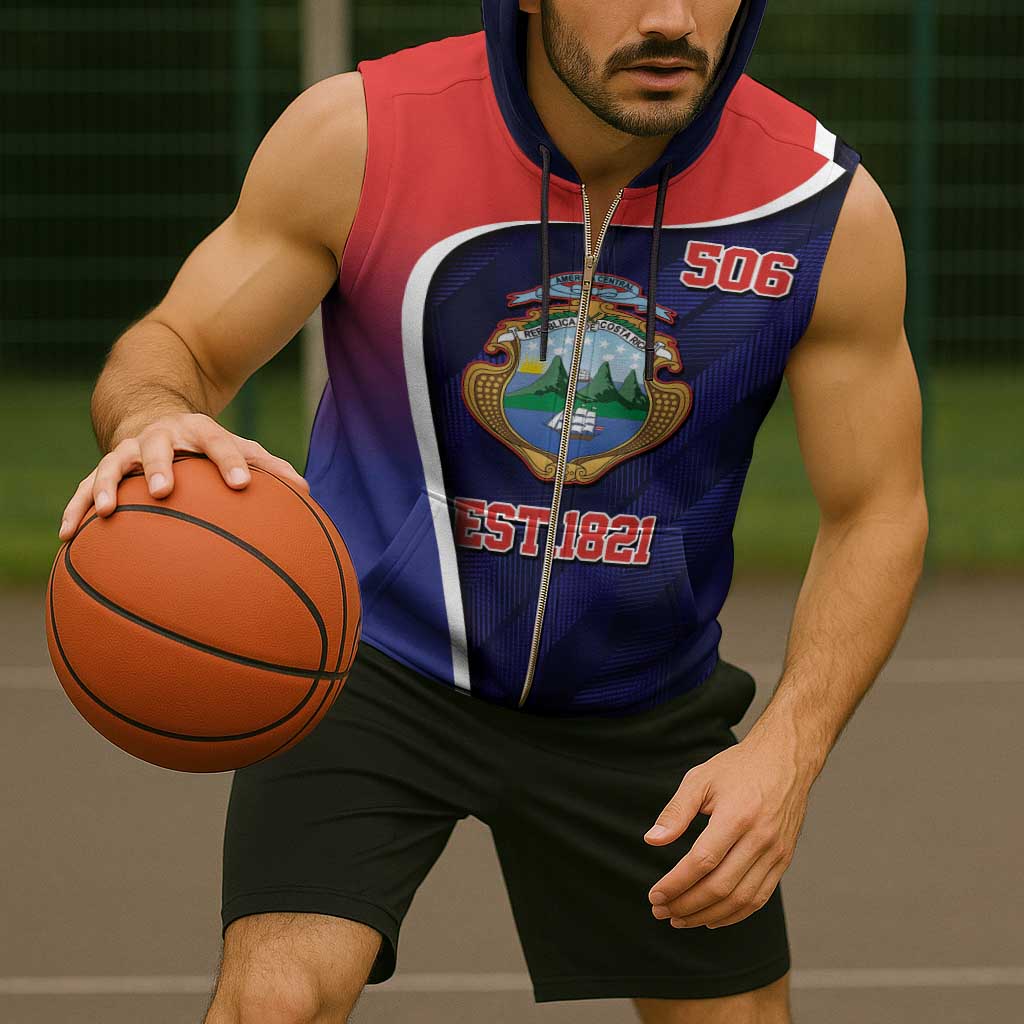 Costa Rica Independence Day Sleeveless Zip Hoodie Since 1821 September 15 - Wonder Print Shop