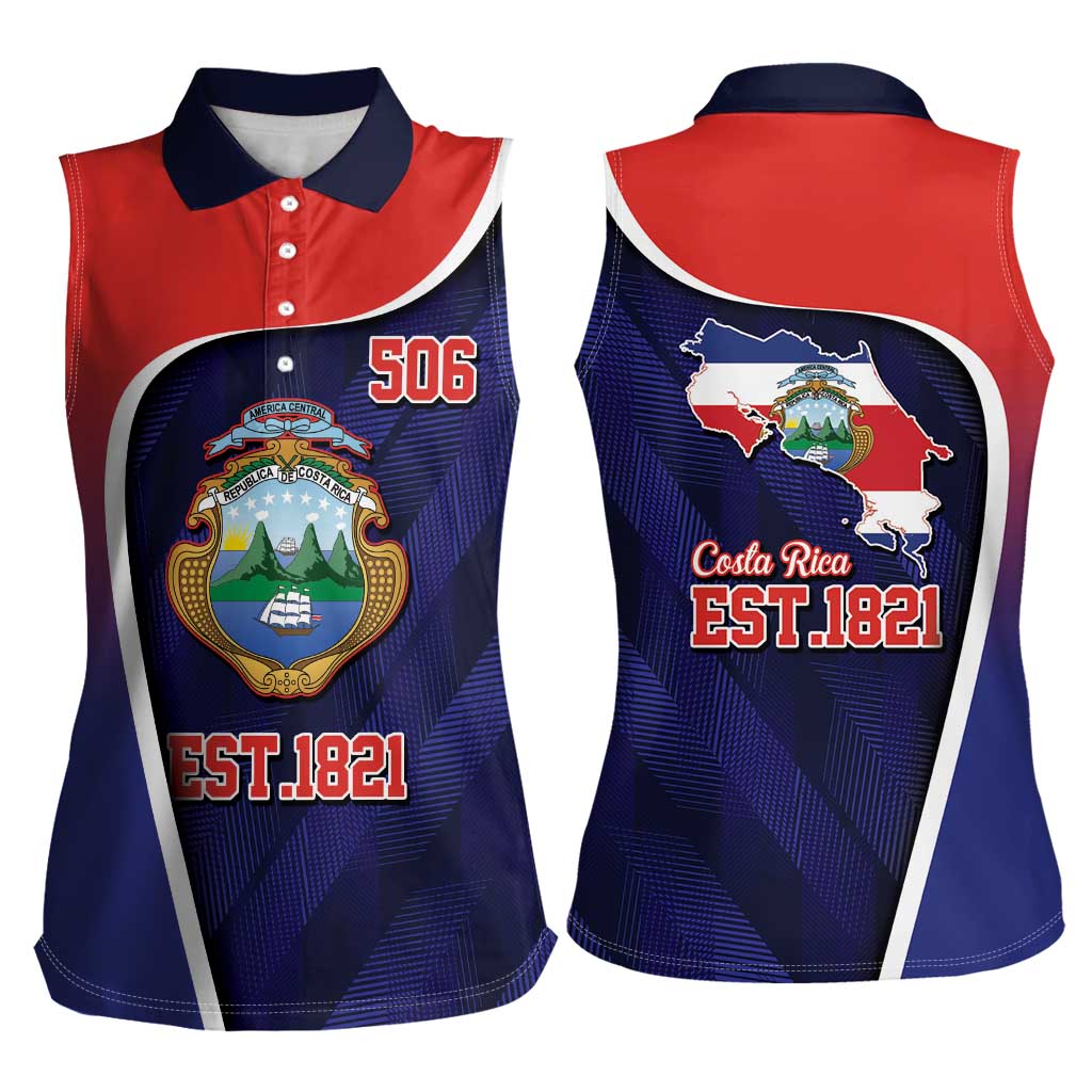 Costa Rica Independence Day Women Sleeveless Polo Shirt Since 1821 September 15 - Wonder Print Shop