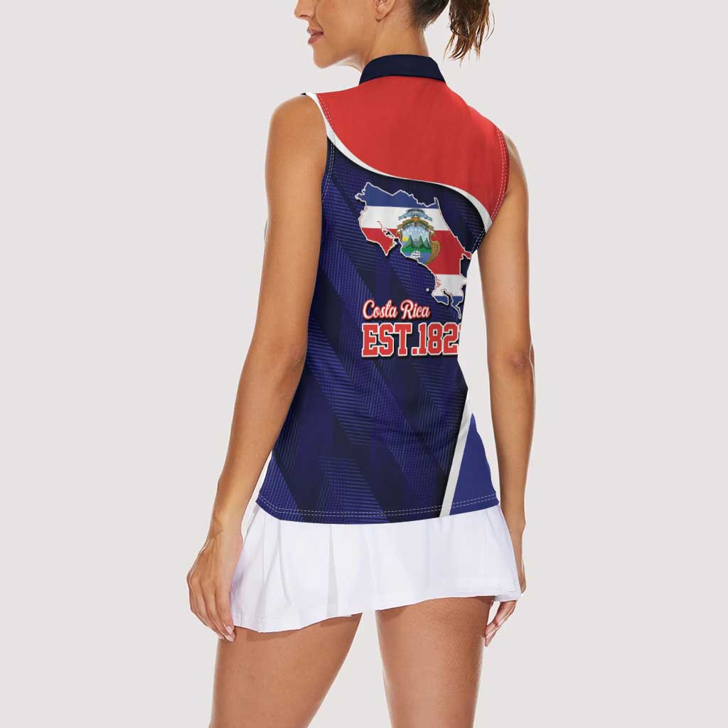 Costa Rica Independence Day Women Sleeveless Polo Shirt Since 1821 September 15 - Wonder Print Shop