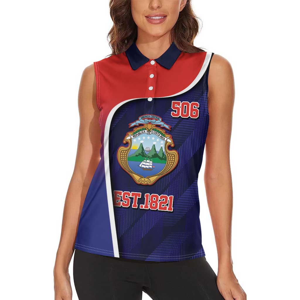 Costa Rica Independence Day Women Sleeveless Polo Shirt Since 1821 September 15 - Wonder Print Shop
