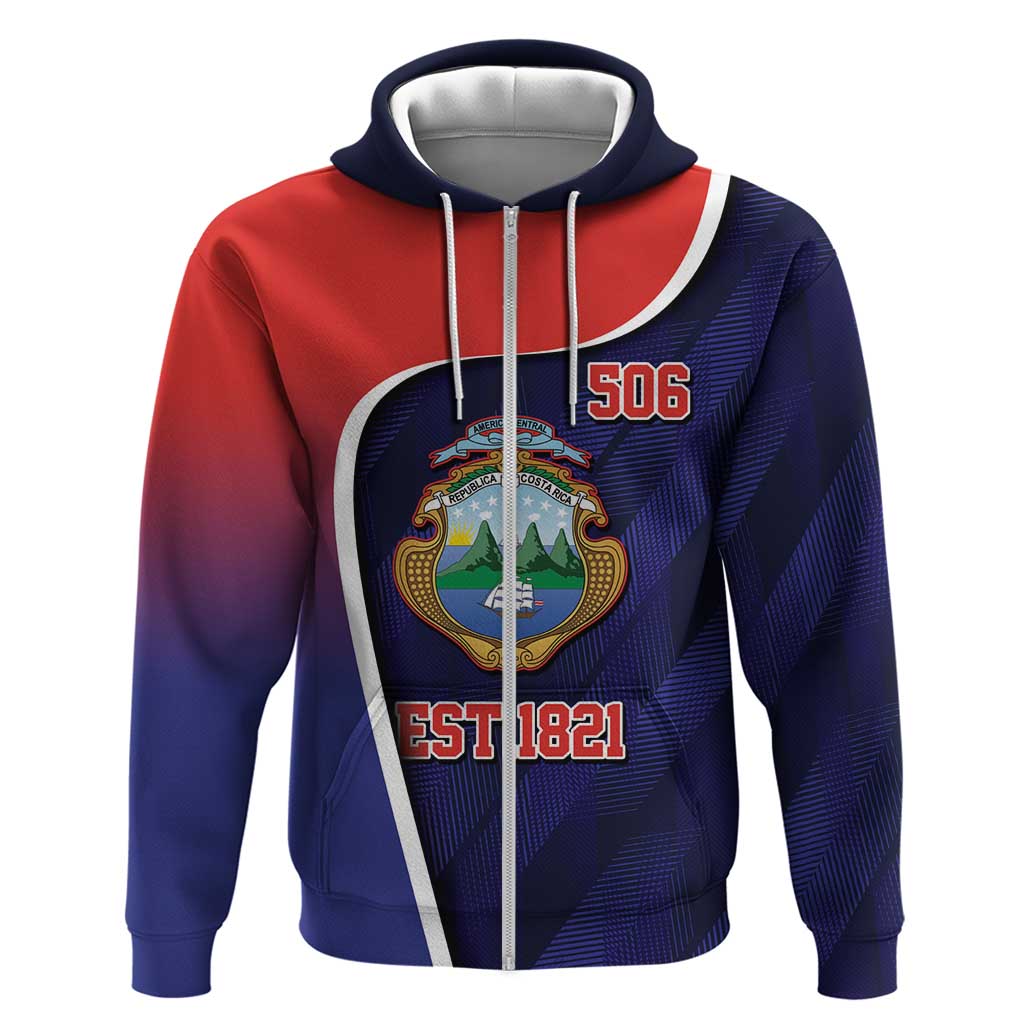 Costa Rica Independence Day Zip Hoodie Since 1821 September 15 - Wonder Print Shop