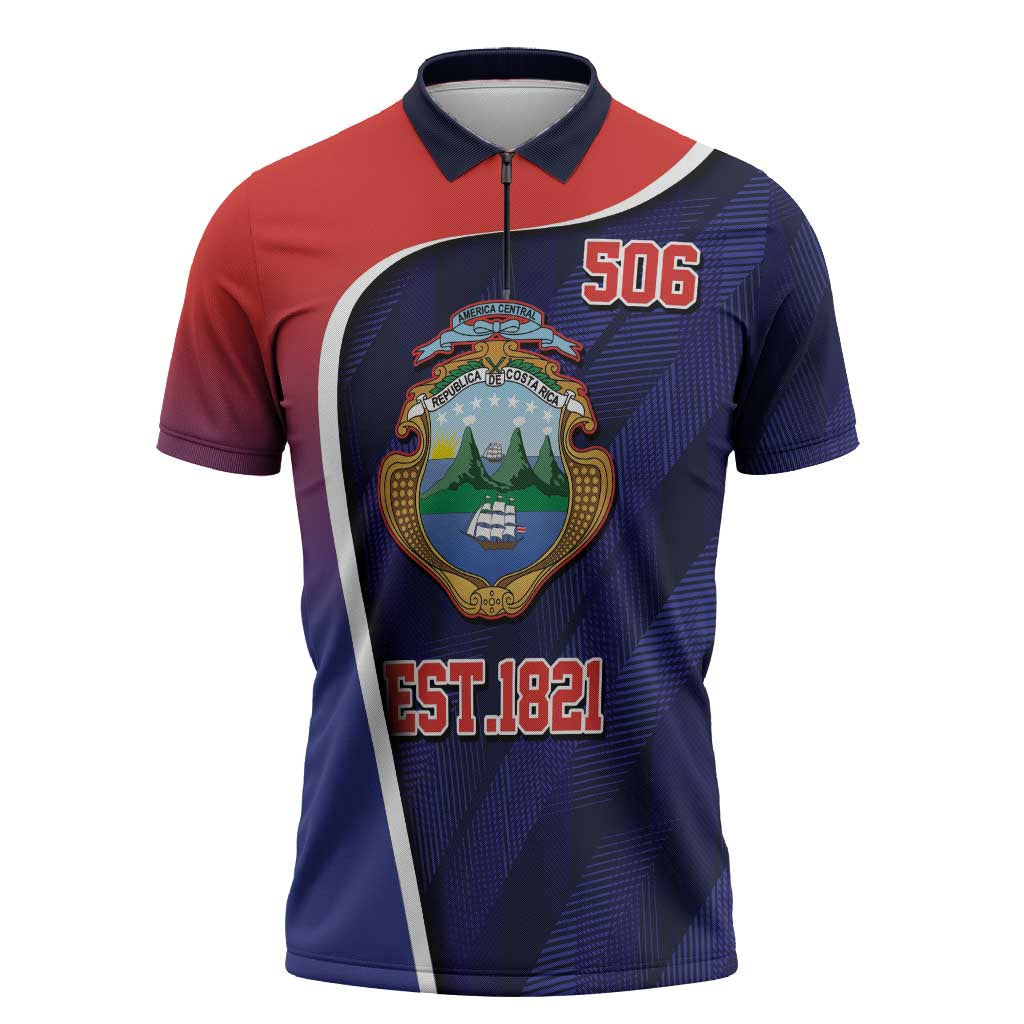 Costa Rica Independence Day Zipper Polo Shirt Since 1821 September 15 - Wonder Print Shop