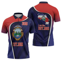 Costa Rica Independence Day Zipper Polo Shirt Since 1821 September 15 - Wonder Print Shop