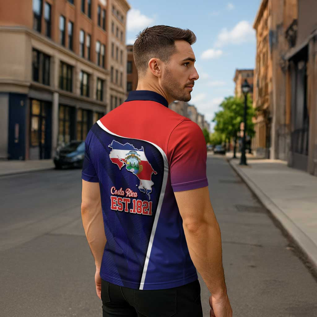 Costa Rica Independence Day Zipper Polo Shirt Since 1821 September 15 - Wonder Print Shop
