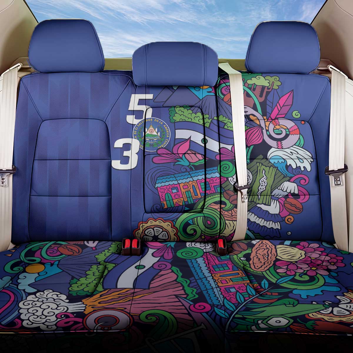 El Salvador Back Car Seat Cover Beauty Local Inspired - Wonder Print Shop