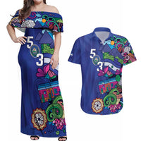 El Salvador Couples Matching Off Shoulder Maxi Dress and Hawaiian Shirt Beauty Local Inspired - Wonder Print Shop
