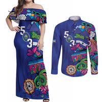 El Salvador Couples Matching Off Shoulder Maxi Dress and Long Sleeve Button Shirt Beauty Local Inspired - Wonder Print Shop
