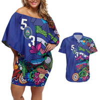 El Salvador Couples Matching Off Shoulder Short Dress and Hawaiian Shirt Beauty Local Inspired - Wonder Print Shop