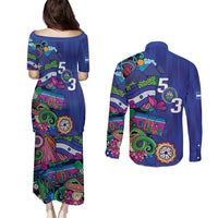 El Salvador Couples Matching Puletasi and Long Sleeve Button Shirt Beauty Local Inspired - Wonder Print Shop