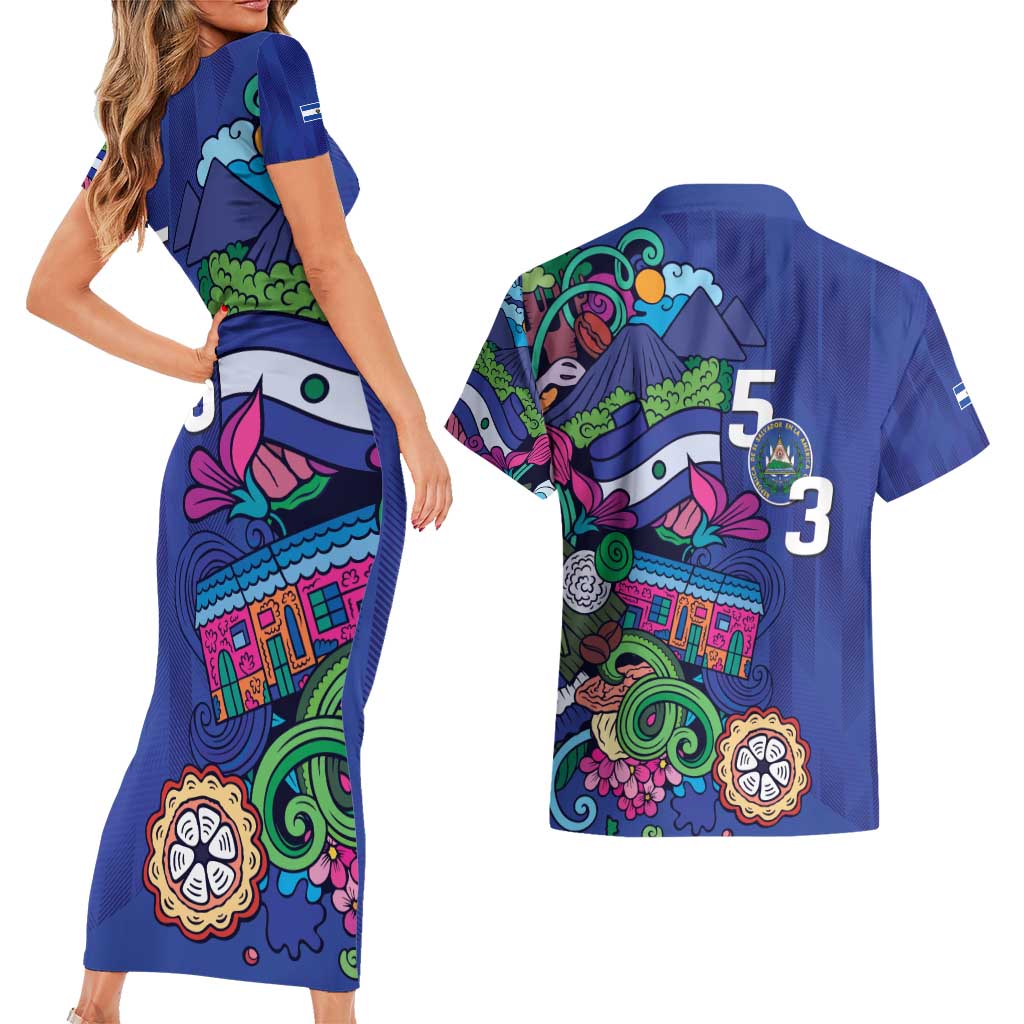 El Salvador Couples Matching Short Sleeve Bodycon Dress and Hawaiian Shirt Beauty Local Inspired - Wonder Print Shop