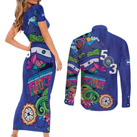 El Salvador Couples Matching Short Sleeve Bodycon Dress and Long Sleeve Button Shirt Beauty Local Inspired - Wonder Print Shop