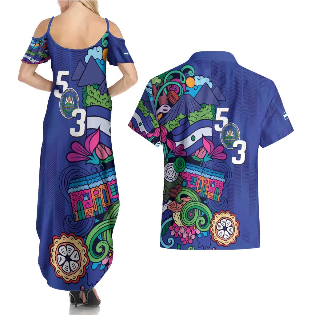El Salvador Couples Matching Summer Maxi Dress and Hawaiian Shirt Beauty Local Inspired - Wonder Print Shop