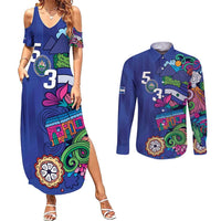 El Salvador Couples Matching Summer Maxi Dress and Long Sleeve Button Shirt Beauty Local Inspired - Wonder Print Shop