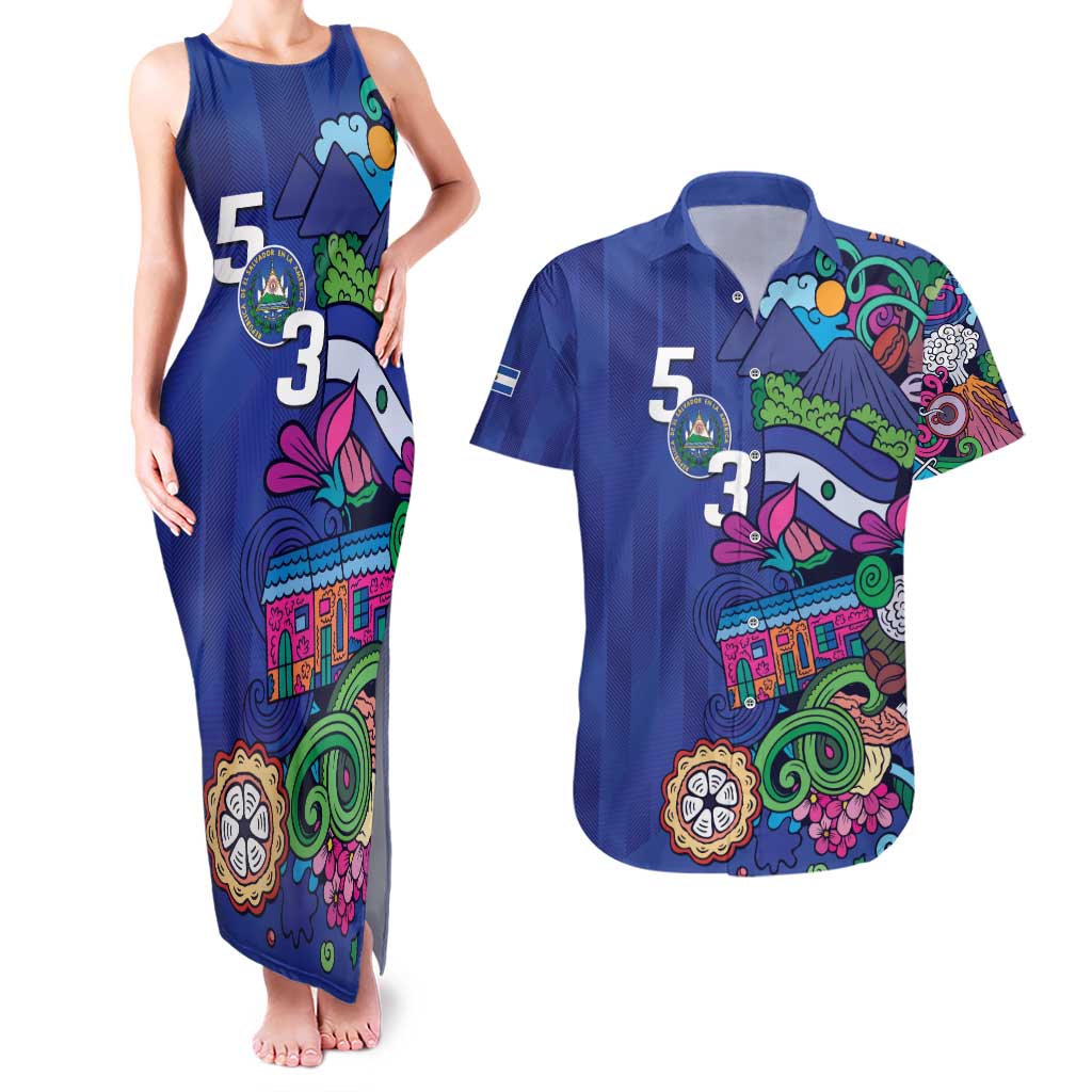 El Salvador Couples Matching Tank Maxi Dress and Hawaiian Shirt Beauty Local Inspired - Wonder Print Shop