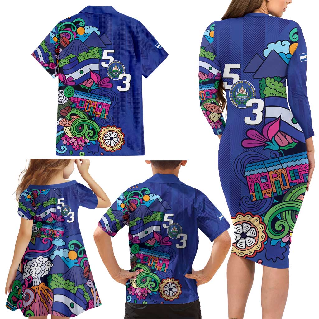 El Salvador Family Matching Long Sleeve Bodycon Dress and Hawaiian Shirt Beauty Local Inspired - Wonder Print Shop