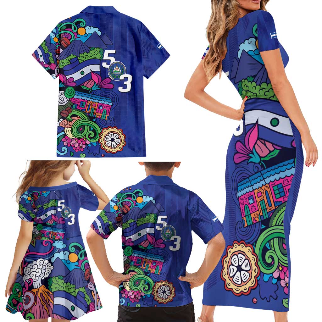 El Salvador Family Matching Short Sleeve Bodycon Dress and Hawaiian Shirt Beauty Local Inspired - Wonder Print Shop