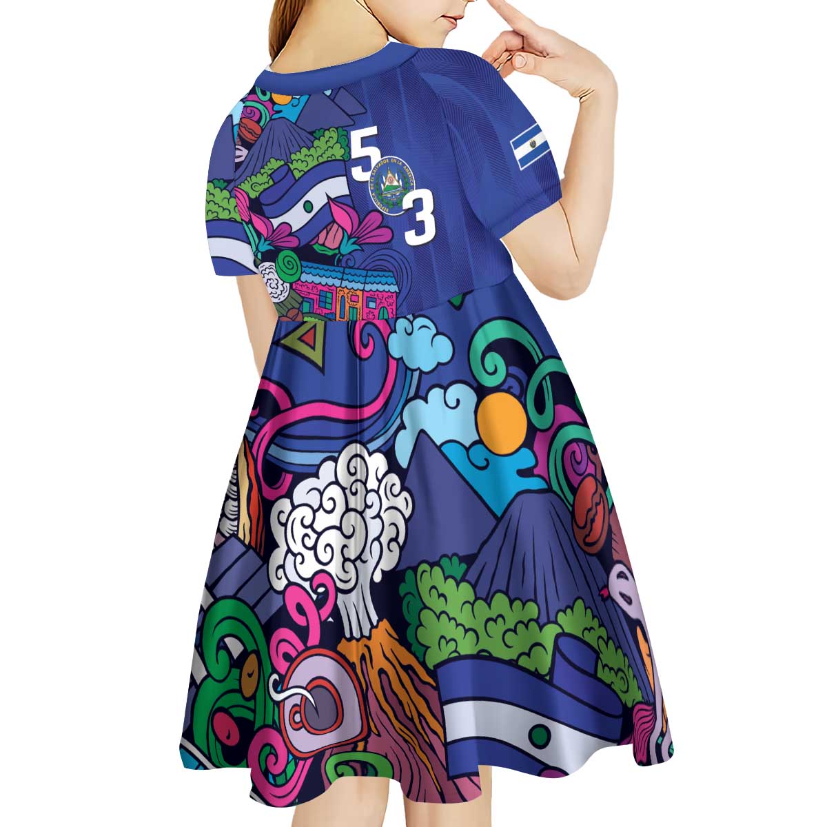 El Salvador Kid Short Sleeve Dress Beauty Local Inspired - Wonder Print Shop