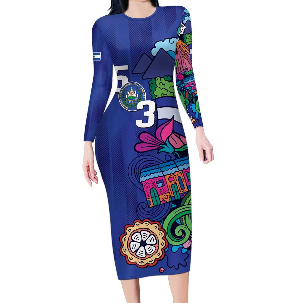 El Salvador Long Sleeve Bodycon Dress Beauty Local Inspired - Wonder Print Shop