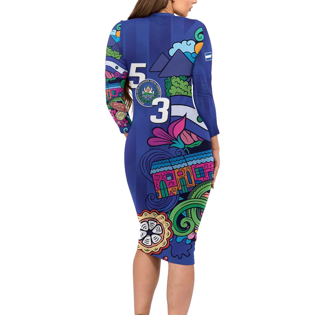 El Salvador Long Sleeve Bodycon Dress Beauty Local Inspired - Wonder Print Shop