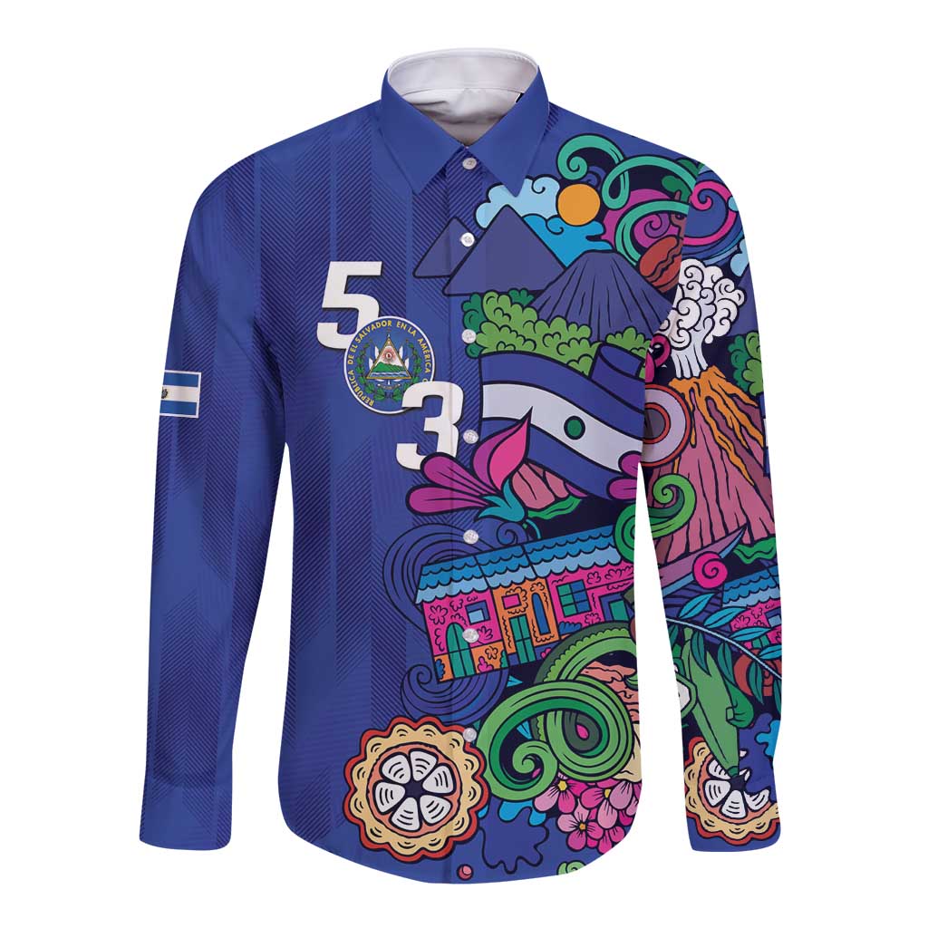 El Salvador Long Sleeve Button Shirt Beauty Local Inspired - Wonder Print Shop