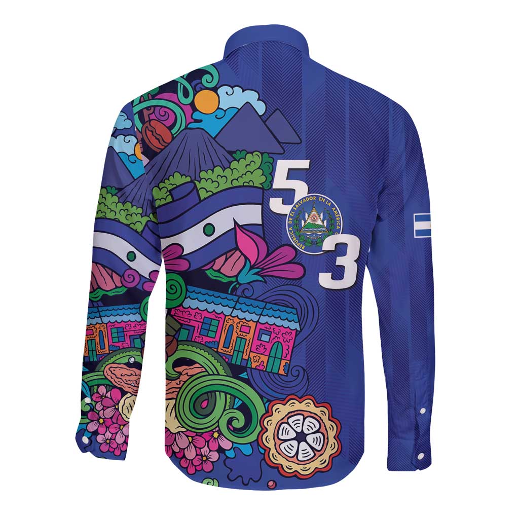 El Salvador Long Sleeve Button Shirt Beauty Local Inspired - Wonder Print Shop