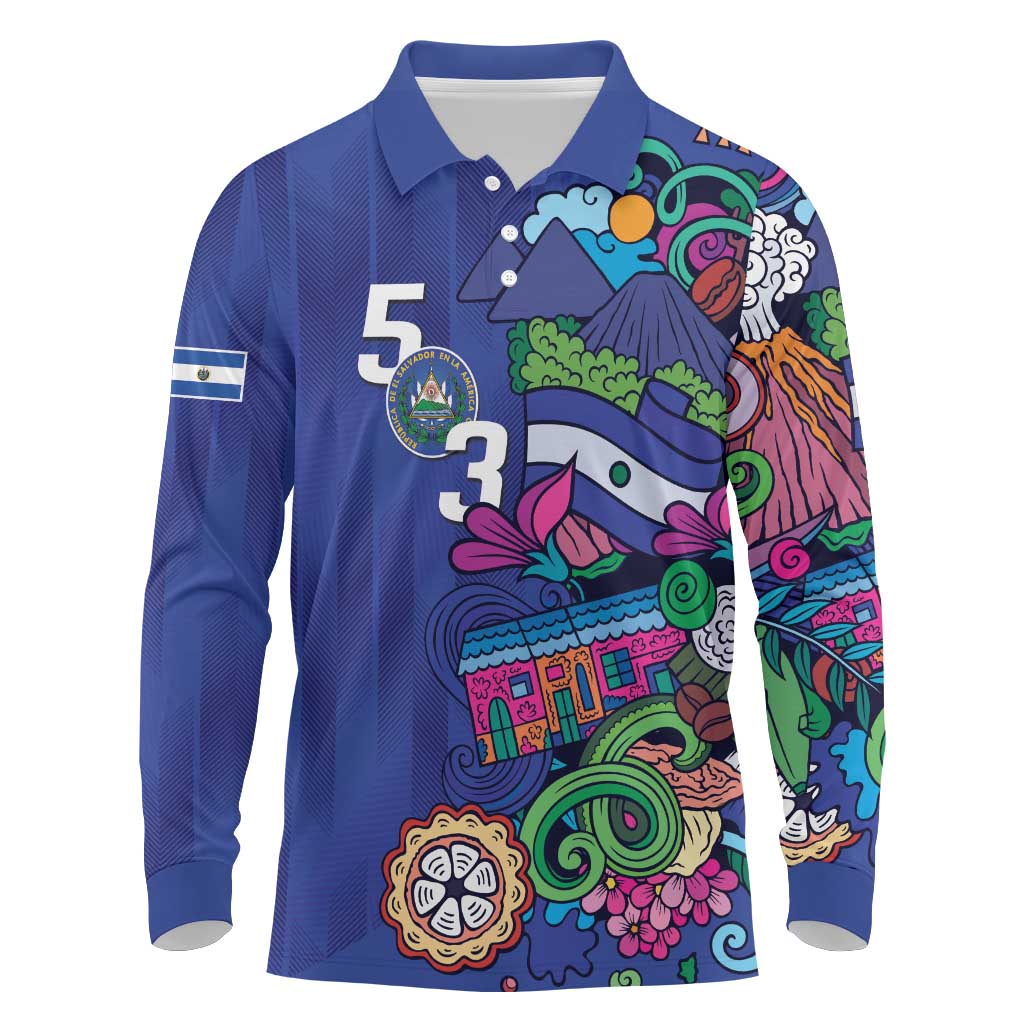El Salvador Long Sleeve Polo Shirt Beauty Local Inspired - Wonder Print Shop