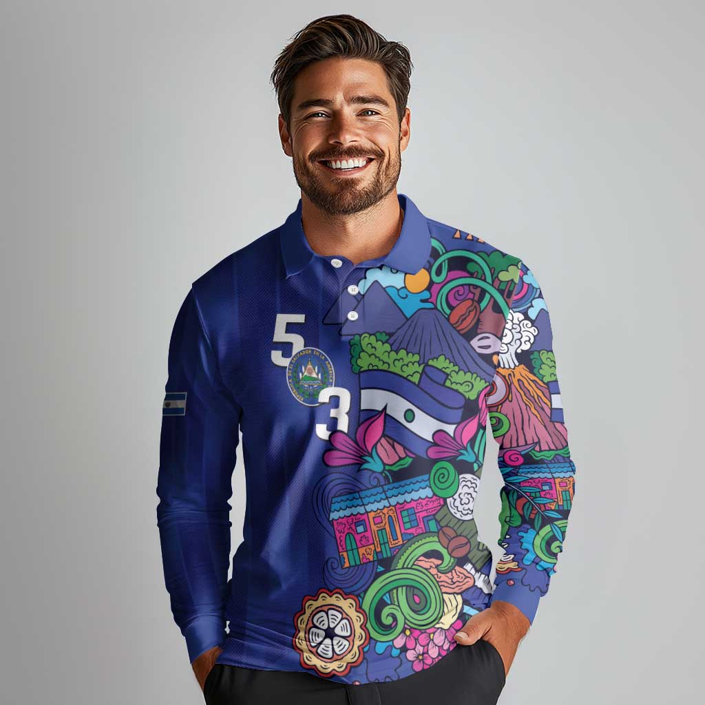 El Salvador Long Sleeve Polo Shirt Beauty Local Inspired - Wonder Print Shop