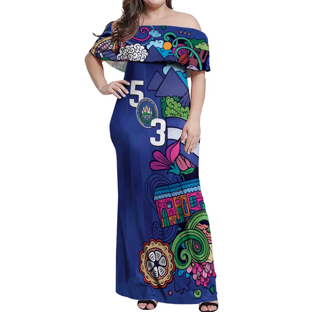 El Salvador Off Shoulder Maxi Dress Beauty Local Inspired - Wonder Print Shop