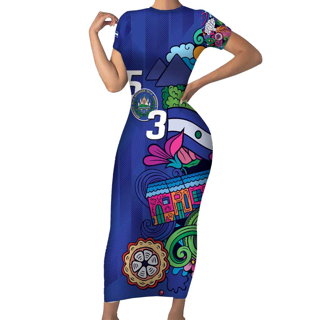 El Salvador Short Sleeve Bodycon Dress Beauty Local Inspired - Wonder Print Shop