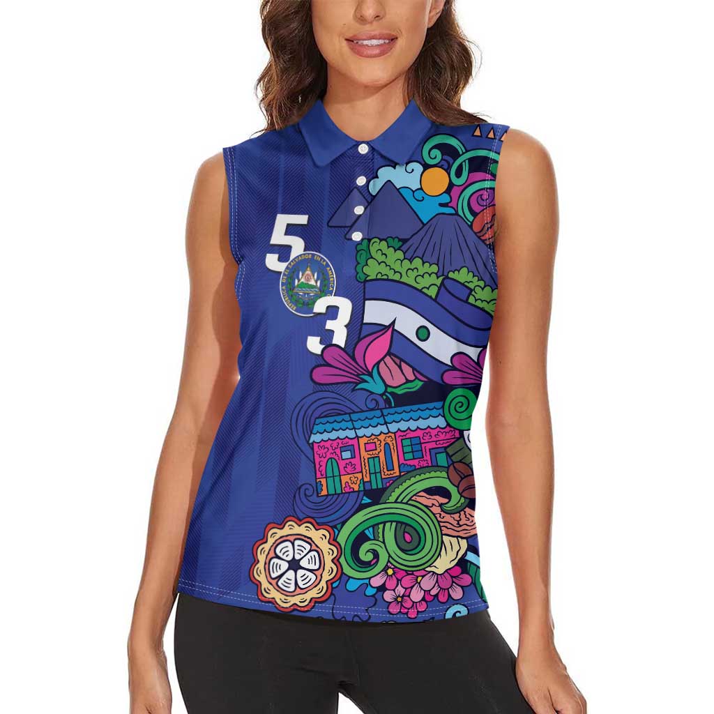 El Salvador Women Sleeveless Polo Shirt Beauty Local Inspired - Wonder Print Shop