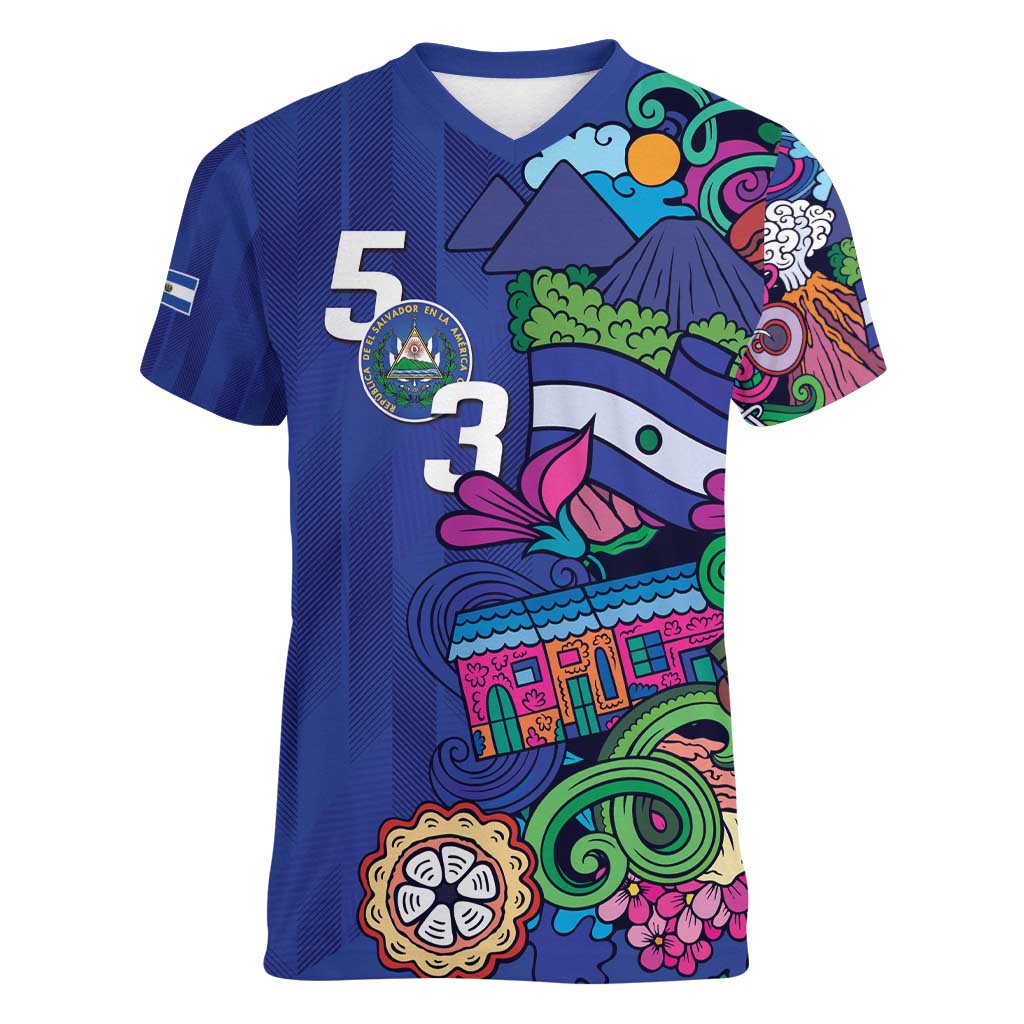 El Salvador Women V-Neck T-Shirt Beauty Local Inspired - Wonder Print Shop