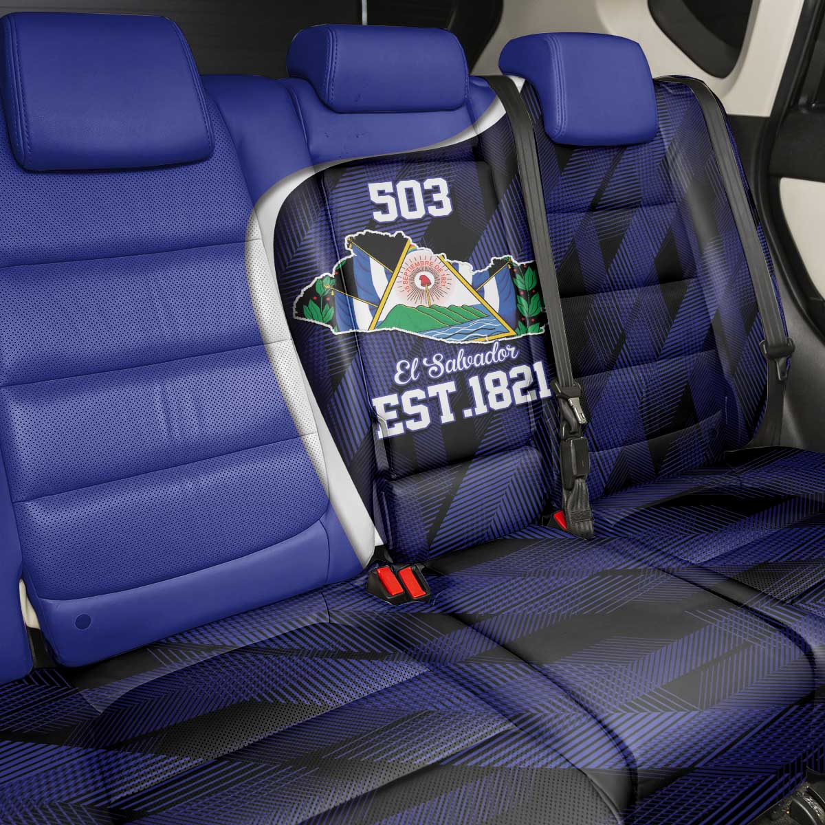 El Salvador Independence Day Back Car Seat Cover Since 1821 September 15 - Wonder Print Shop
