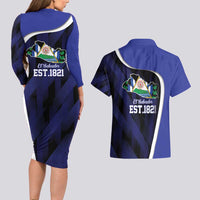 El Salvador Independence Day Couples Matching Long Sleeve Bodycon Dress and Hawaiian Shirt Since 1821 September 15 - Wonder Print Shop