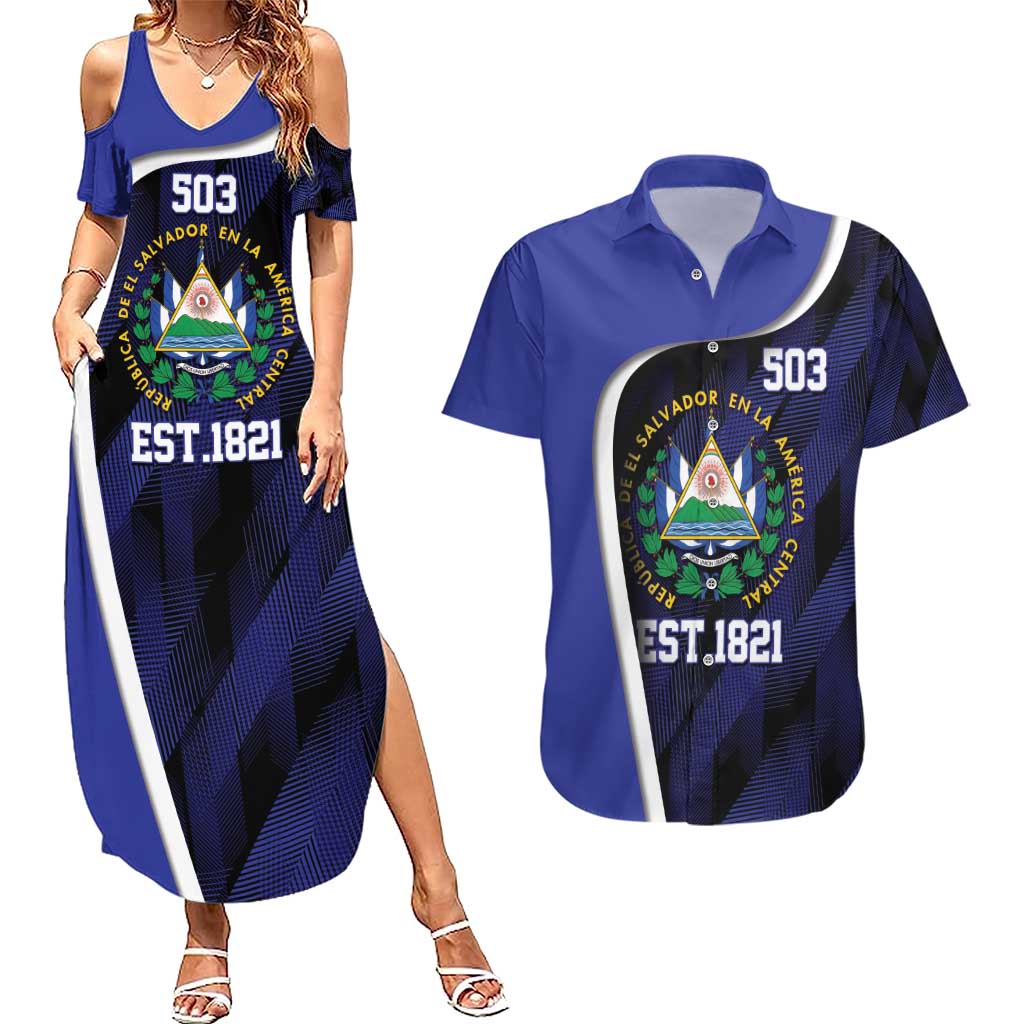 El Salvador Independence Day Couples Matching Summer Maxi Dress and Hawaiian Shirt Since 1821 September 15 - Wonder Print Shop