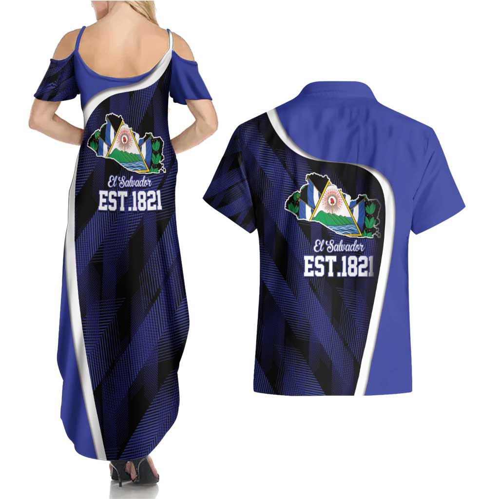 El Salvador Independence Day Couples Matching Summer Maxi Dress and Hawaiian Shirt Since 1821 September 15 - Wonder Print Shop