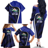 El Salvador Independence Day Family Matching Off The Shoulder Long Sleeve Dress and Hawaiian Shirt Since 1821 September 15 - Wonder Print Shop