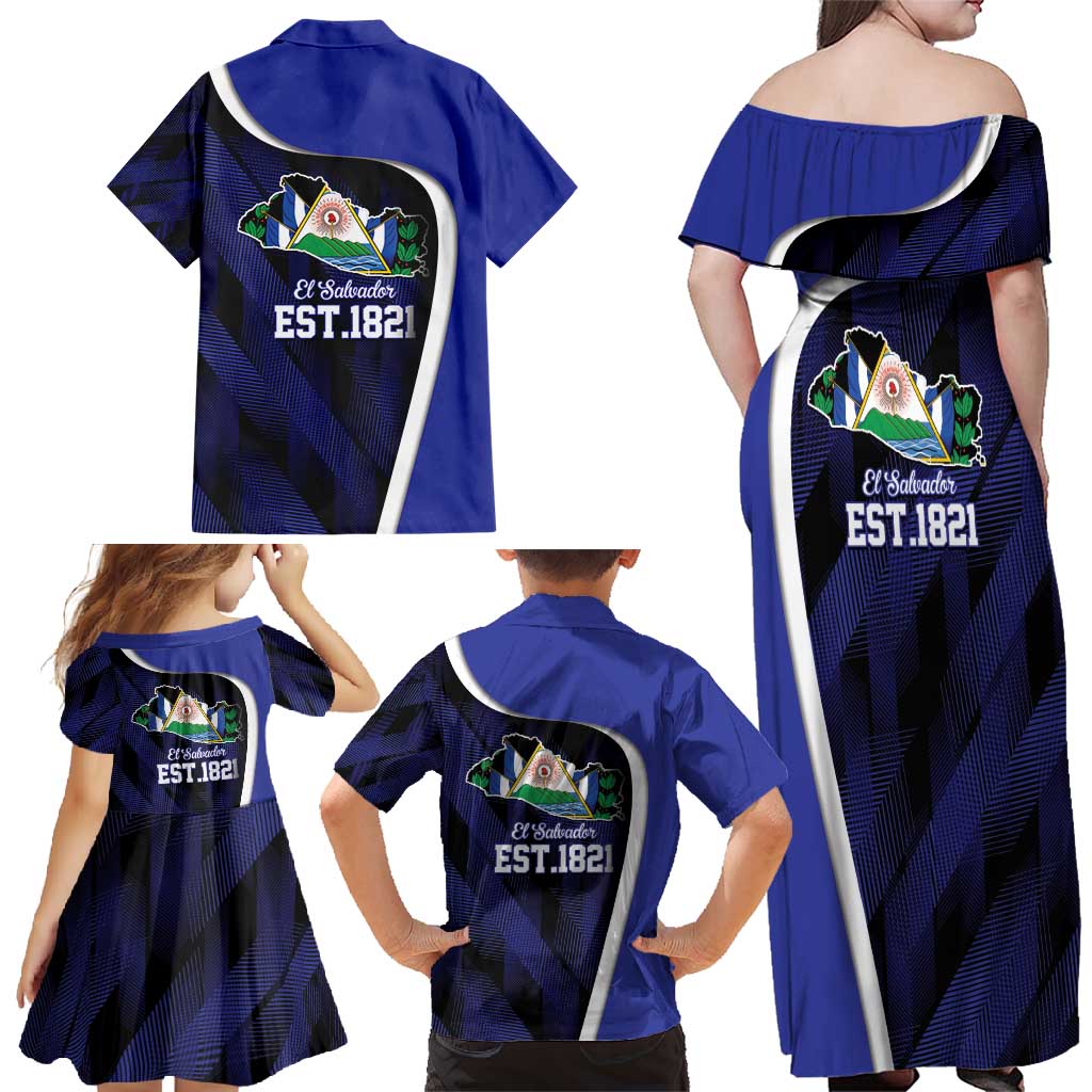 El Salvador Independence Day Family Matching Off Shoulder Maxi Dress and Hawaiian Shirt Since 1821 September 15 - Wonder Print Shop