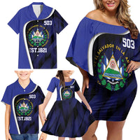 El Salvador Independence Day Family Matching Off Shoulder Short Dress and Hawaiian Shirt Since 1821 September 15 - Wonder Print Shop