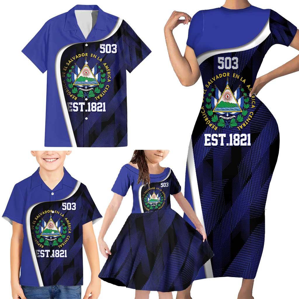 El Salvador Independence Day Family Matching Short Sleeve Bodycon Dress and Hawaiian Shirt Since 1821 September 15 - Wonder Print Shop
