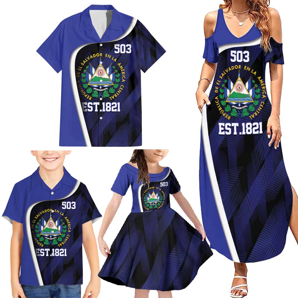 El Salvador Independence Day Family Matching Summer Maxi Dress and Hawaiian Shirt Since 1821 September 15 - Wonder Print Shop