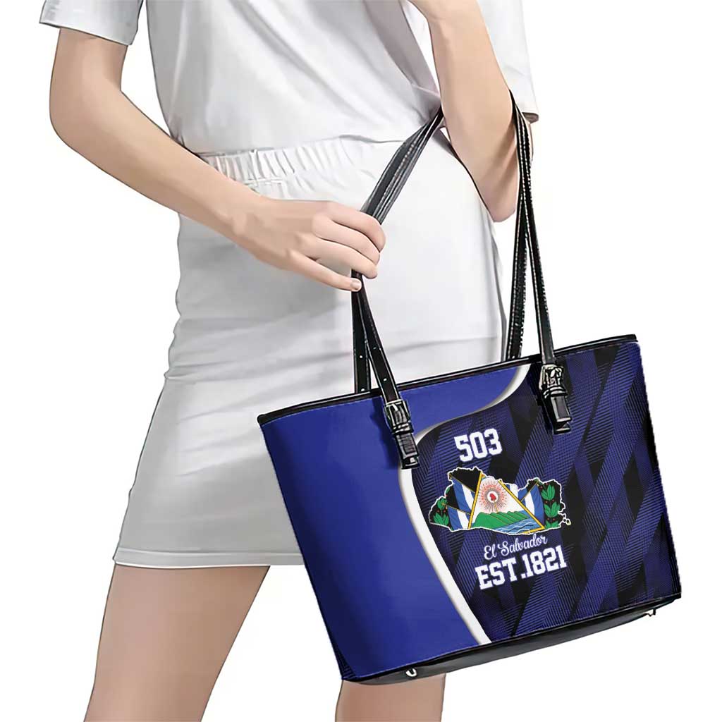 El Salvador Independence Day Leather Tote Bag Since 1821 September 15 - Wonder Print Shop