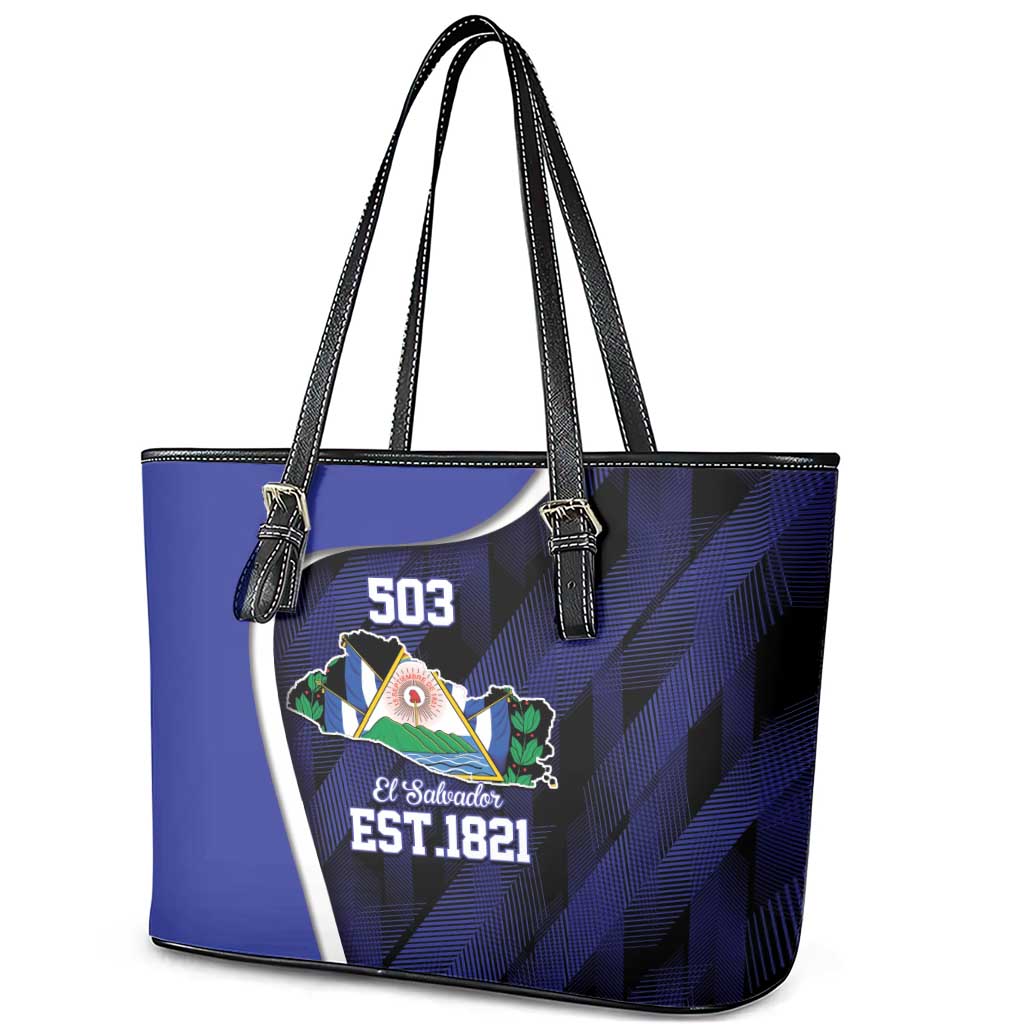 El Salvador Independence Day Leather Tote Bag Since 1821 September 15 - Wonder Print Shop